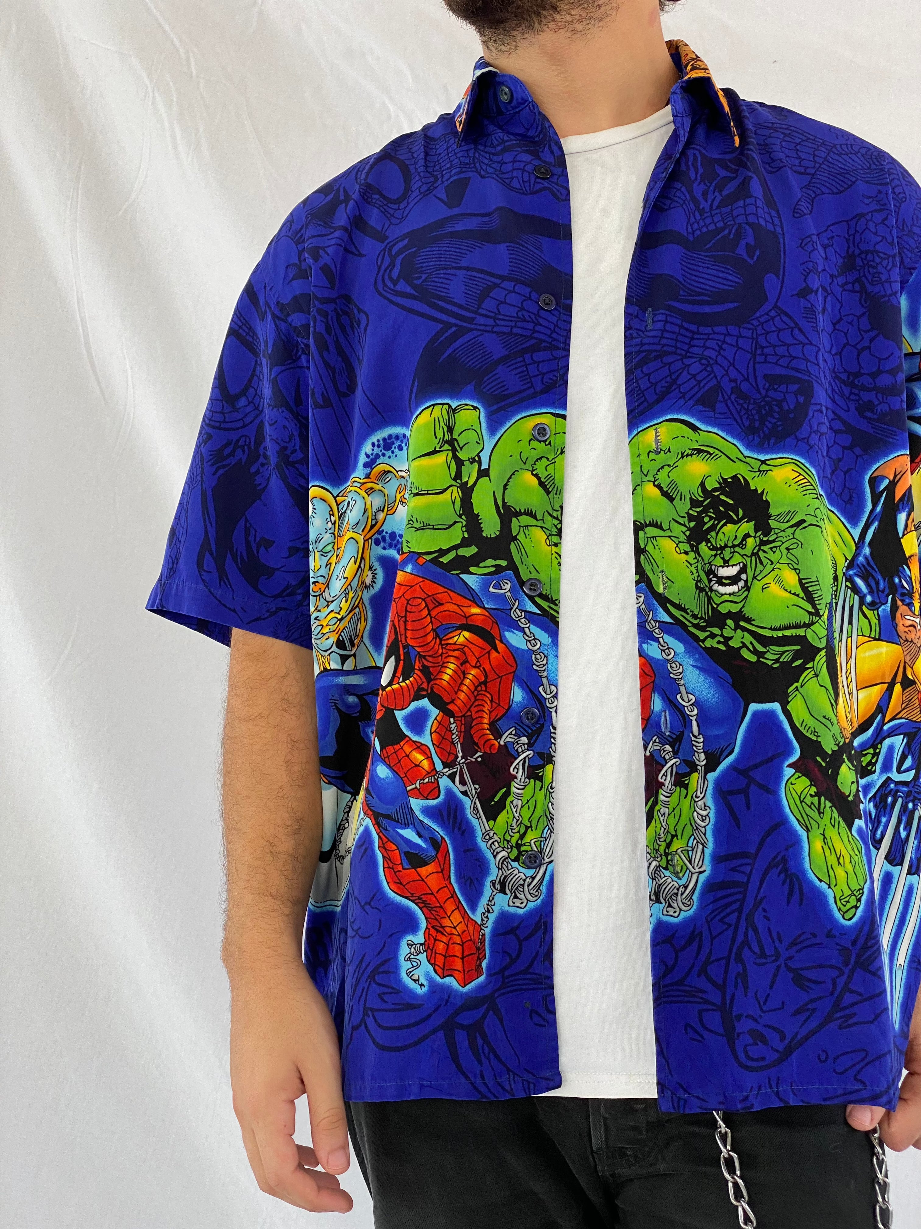 Vintage 90s/00s Marvel Comics Graphic Shirt - Balagan Vintage Half Sleeve Shirt 00s, cotton, Deals, graphic, graphic top, half sleeve shirt, outerwear, oversized shirt, printed shirt, shirts, summer, summer prints, unisex, vintage, vintage prints, Y2K