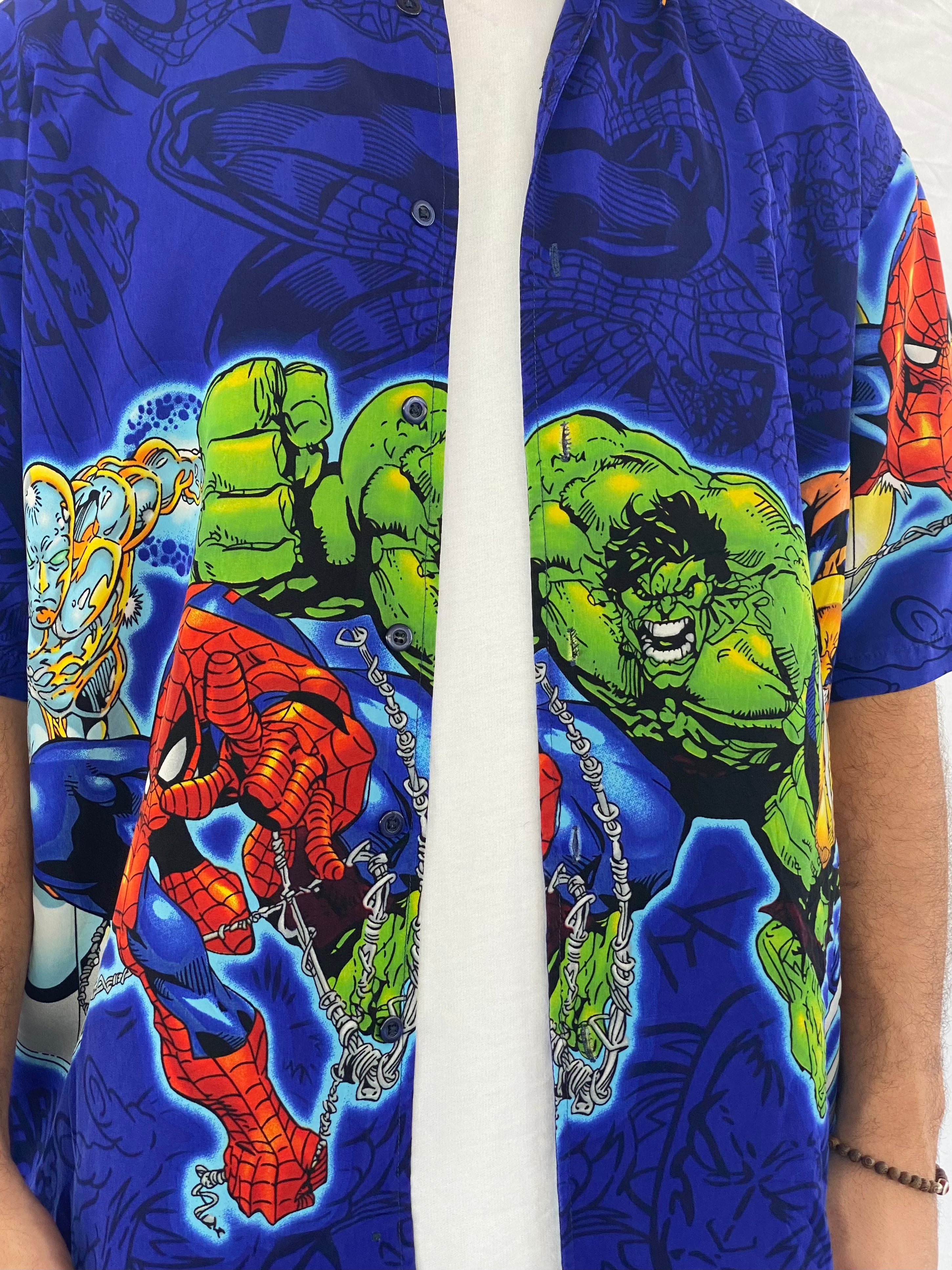 Vintage 90s/00s Marvel Comics Graphic Shirt - Balagan Vintage Half Sleeve Shirt 00s, cotton, Deals, graphic, graphic top, half sleeve shirt, outerwear, oversized shirt, printed shirt, shirts, summer, summer prints, unisex, vintage, vintage prints, Y2K