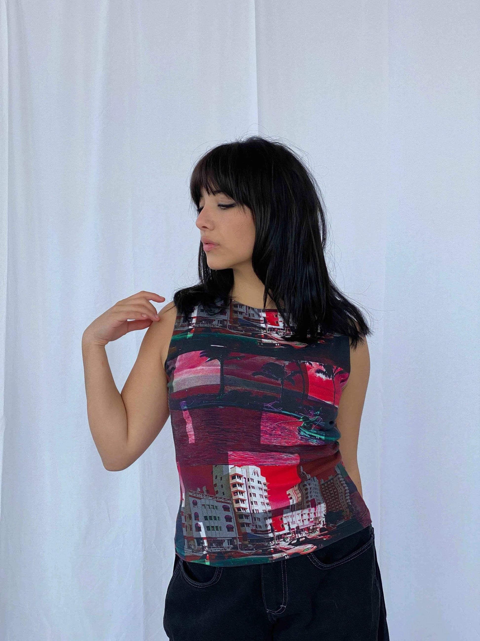 Vintage 90s/Y2K Custo Barcelona Top - Balagan Vintage Sleeveless Top 90s, print, prints, sleeveless top