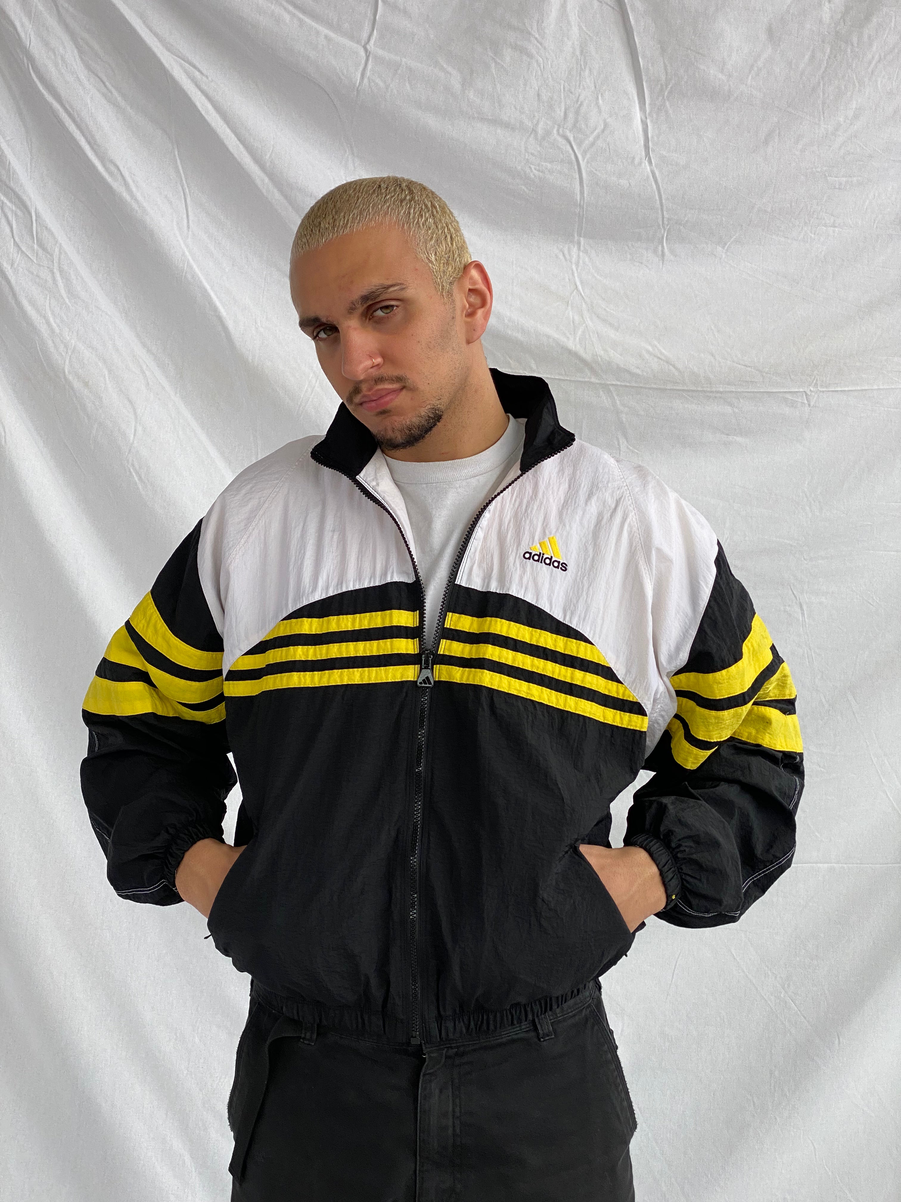 Vintage Adidas Windbreaker Jacket - Balagan Vintage Windbreaker Jacket 80s, 90s, adidas, men, multicolored, nylon, outerwear, streetwear, techno, vintage, vintage windbreaker, windbreaker, windbreaker jacket, winter
