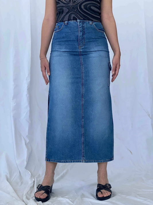 Vintage Bailey’s Point Denim Skirt - Balagan Vintage Denim Skirt 90s, Batoul, denim, denim skirt
