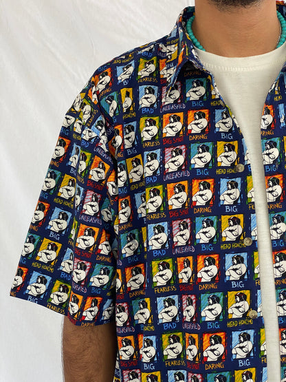 Vintage Big Dogs Half Sleeve Shirt - Balagan Vintage Half Sleeve Shirt 00s, 90s, bigdogs, crazy print, Deals, half sleeve shirt, outerwear, oversized, oversized shirt, printed shirt, prints, shirt, shirts, summer, summer prints, techno, techno wear, unisex, unisex shirts, vintage, vintage prints, women, women shirt, Y2K