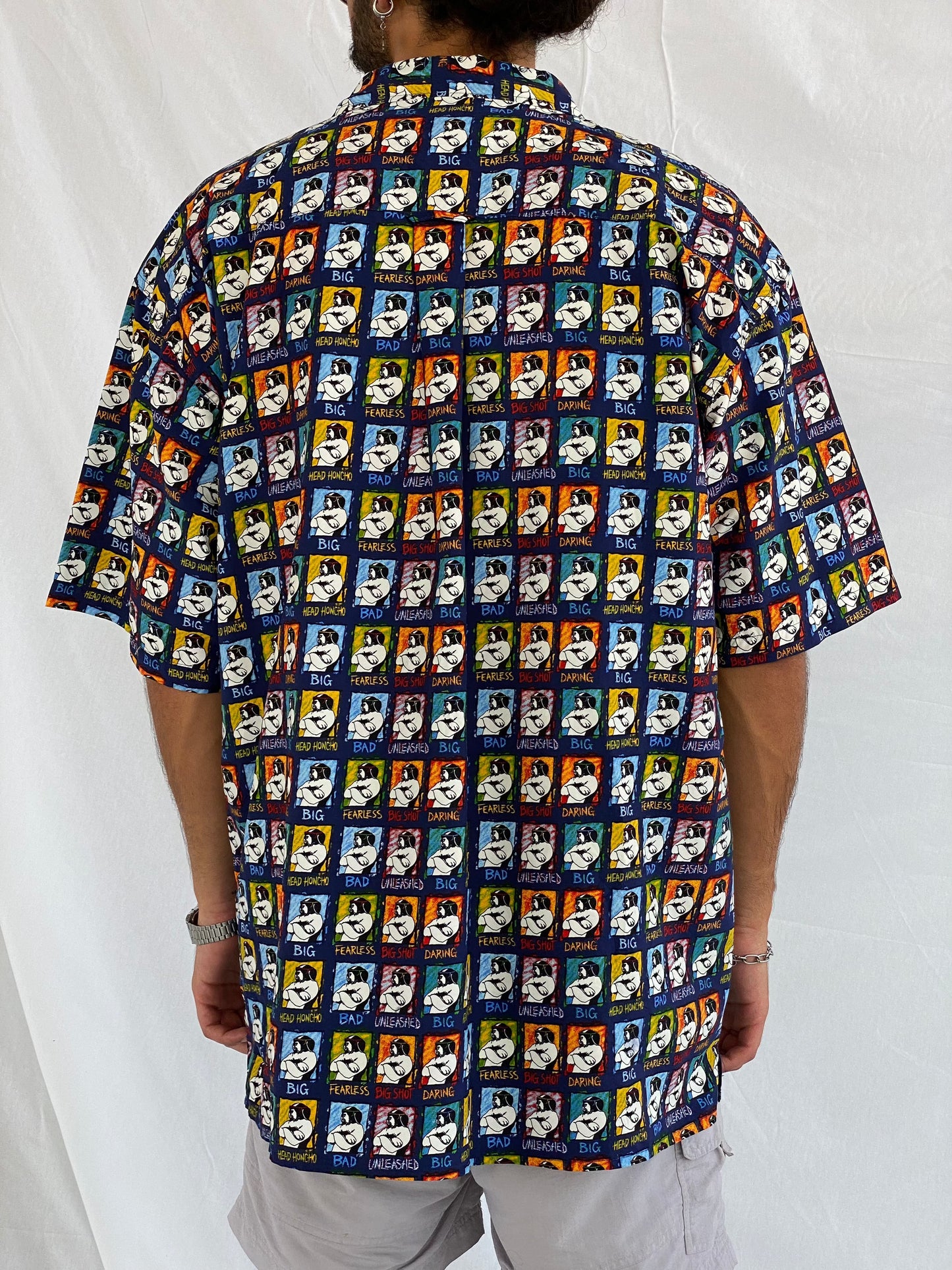 Vintage Big Dogs Half Sleeve Shirt - Balagan Vintage Half Sleeve Shirt 00s, 90s, bigdogs, crazy print, Deals, half sleeve shirt, outerwear, oversized, oversized shirt, printed shirt, prints, shirt, shirts, summer, summer prints, techno, techno wear, unisex, unisex shirts, vintage, vintage prints, women, women shirt, Y2K