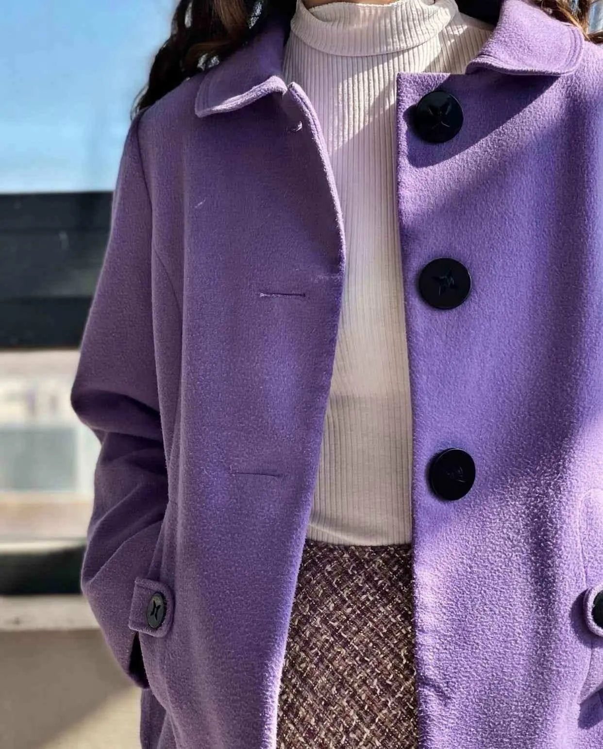 Vintage BM Purple Short Coat Buttoned Jacket - XL - Balagan Vintage Coat 80s, 90s, coat, Coats&Jackets, outerwear, vintage, winter, women, Women's Coats