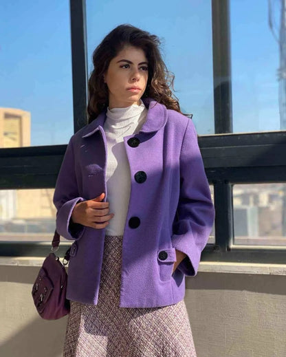Vintage BM Purple Short Coat Buttoned Jacket - XL - Balagan Vintage Coat 80s, 90s, coat, Coats&Jackets, outerwear, vintage, winter, women, Women's Coats