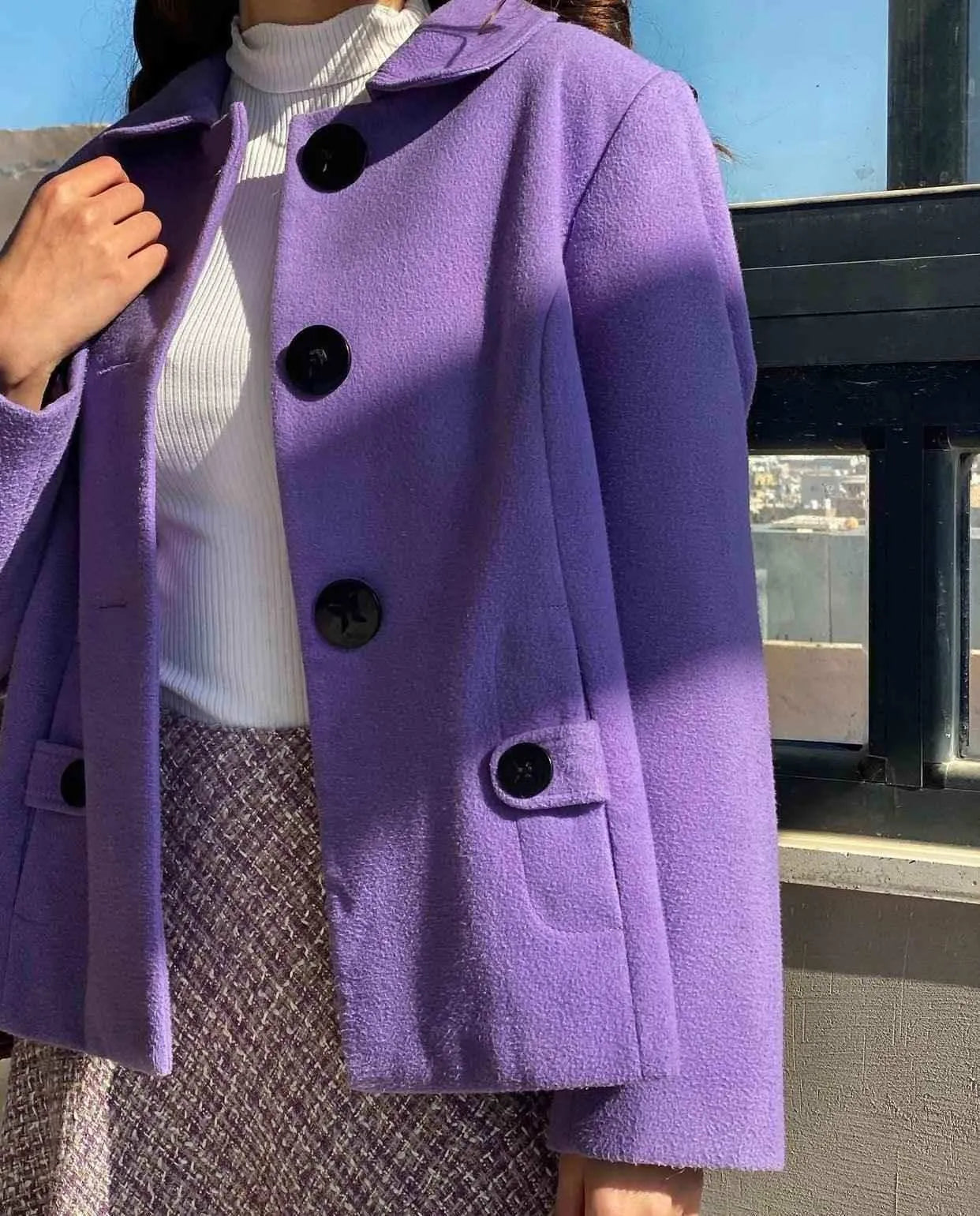 Vintage BM Purple Short Coat Buttoned Jacket - XL - Balagan Vintage Coat 80s, 90s, coat, Coats&Jackets, outerwear, vintage, winter, women, Women's Coats