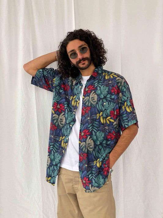 Vintage Burma Bibas Shirt - Balagan Vintage Half Sleeve Shirt 90s, half sleeve shirt, men, shirts, silk, silk shirt