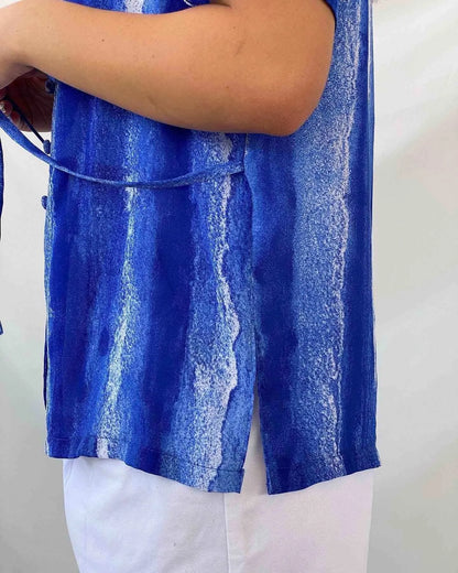Vintage CANDA Sheer Blue Shirt - Balagan Vintage Half Sleeve Shirt 00s, 90s, Deals, festival wear, groovy shirt, sheer shirt, shirt, shirts, streetwear, vintage, vintage prints, women shirt