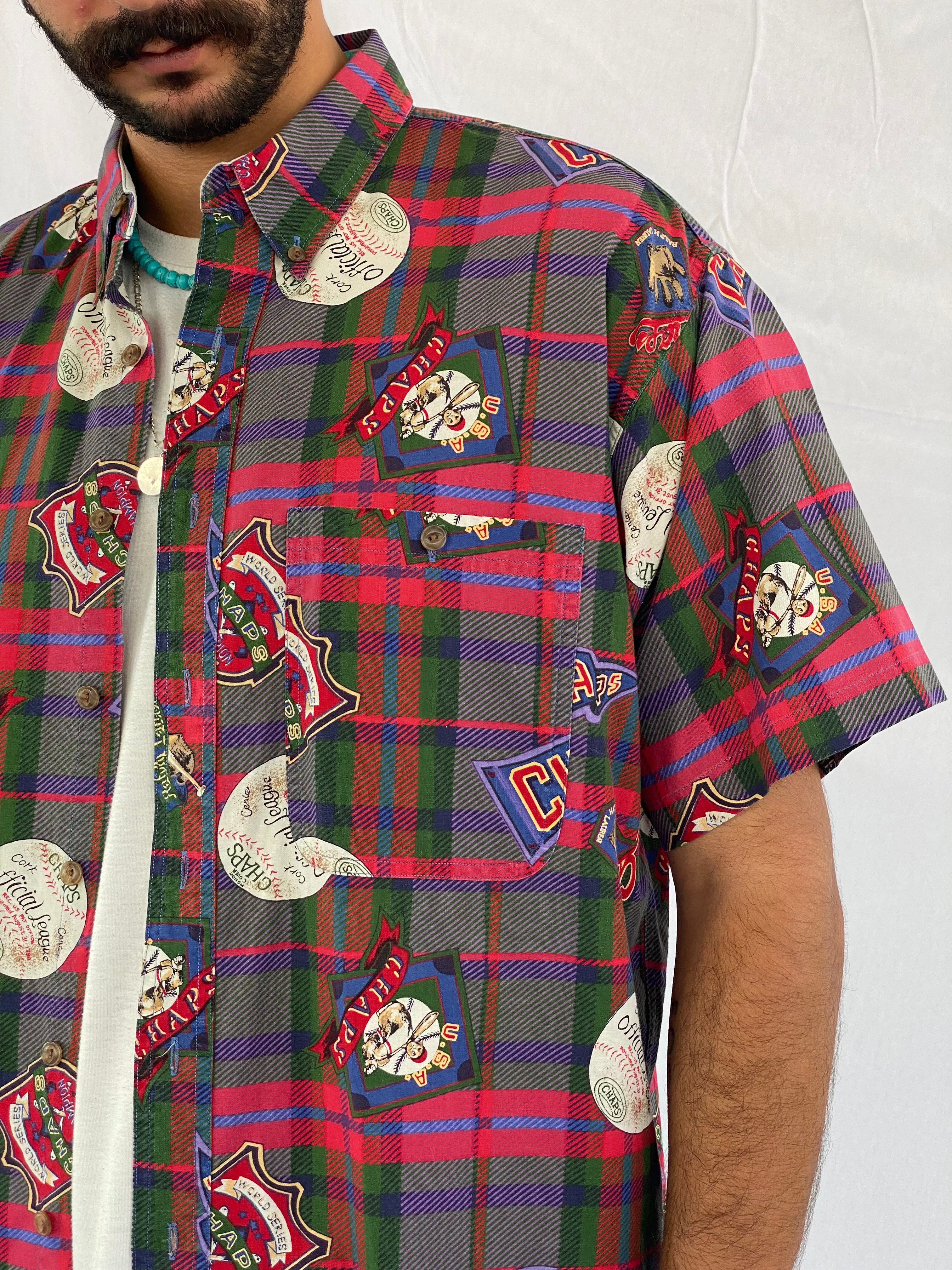 Vintage CHAPS By Ralph Lauren - Balagan Vintage Half Sleeve Shirt Chaps, chaps by ralph lauren, Deals, graphic, half sleeve shirt, men, mens shirt, oversized, printed shirt, prints, ralph lauren, retro, shirt, shirts, streetwear, summer prints, techno, techno wear, unisex, unisex shirts, vintage, women, women shirt