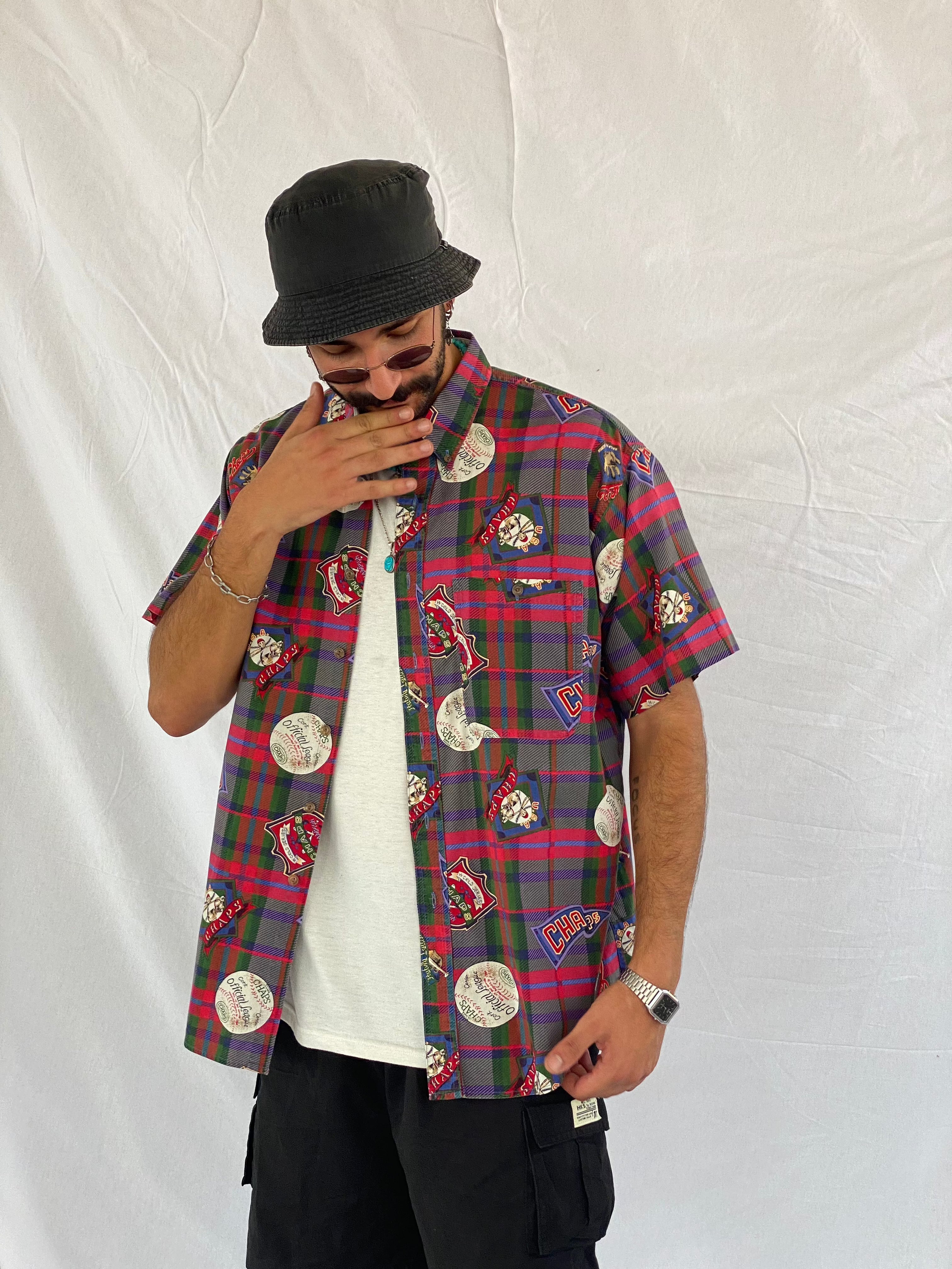 Vintage CHAPS By Ralph Lauren - Balagan Vintage Half Sleeve Shirt Chaps, chaps by ralph lauren, Deals, graphic, half sleeve shirt, men, mens shirt, oversized, printed shirt, prints, ralph lauren, retro, shirt, shirts, streetwear, summer prints, techno, techno wear, unisex, unisex shirts, vintage, women, women shirt