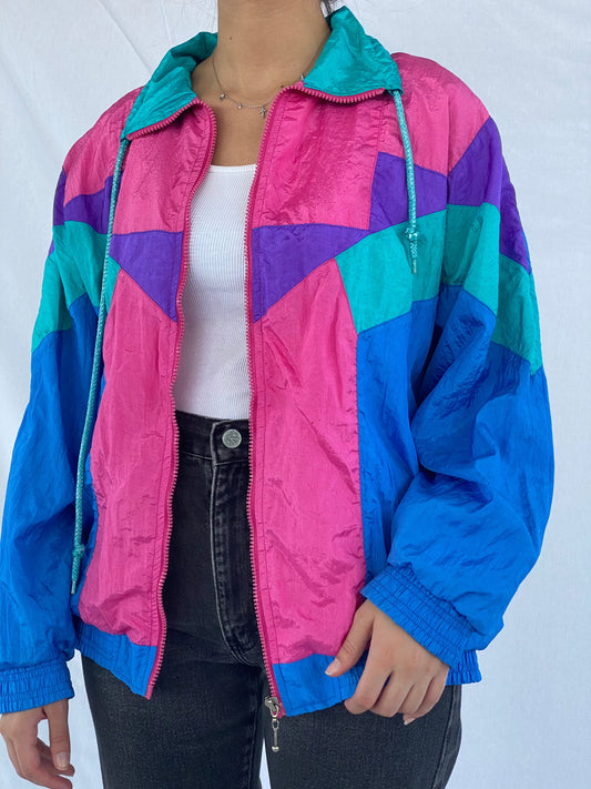 Vintage First Run Windbreaker Jacket - Balagan Vintage Windbreaker Jacket 00s, 80s, 90s, Coats&Jackets, outerwear, oversized, unisex, vintage, vintage windbreaker, windbreaker, windbreaker jacket, women, Women's Windbreaker Jackets