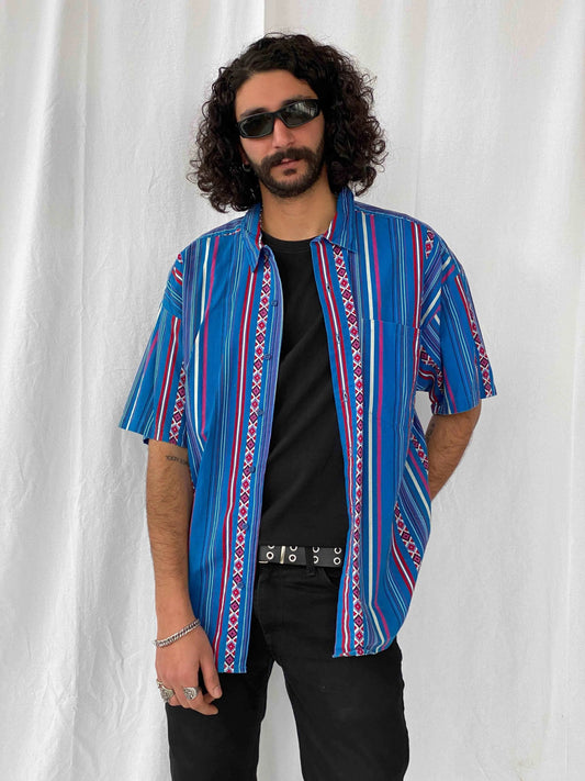 Vintage Frank Printed Shirt - Balagan Vintage Half Sleeve Shirt 90s, half sleeve shirt, men