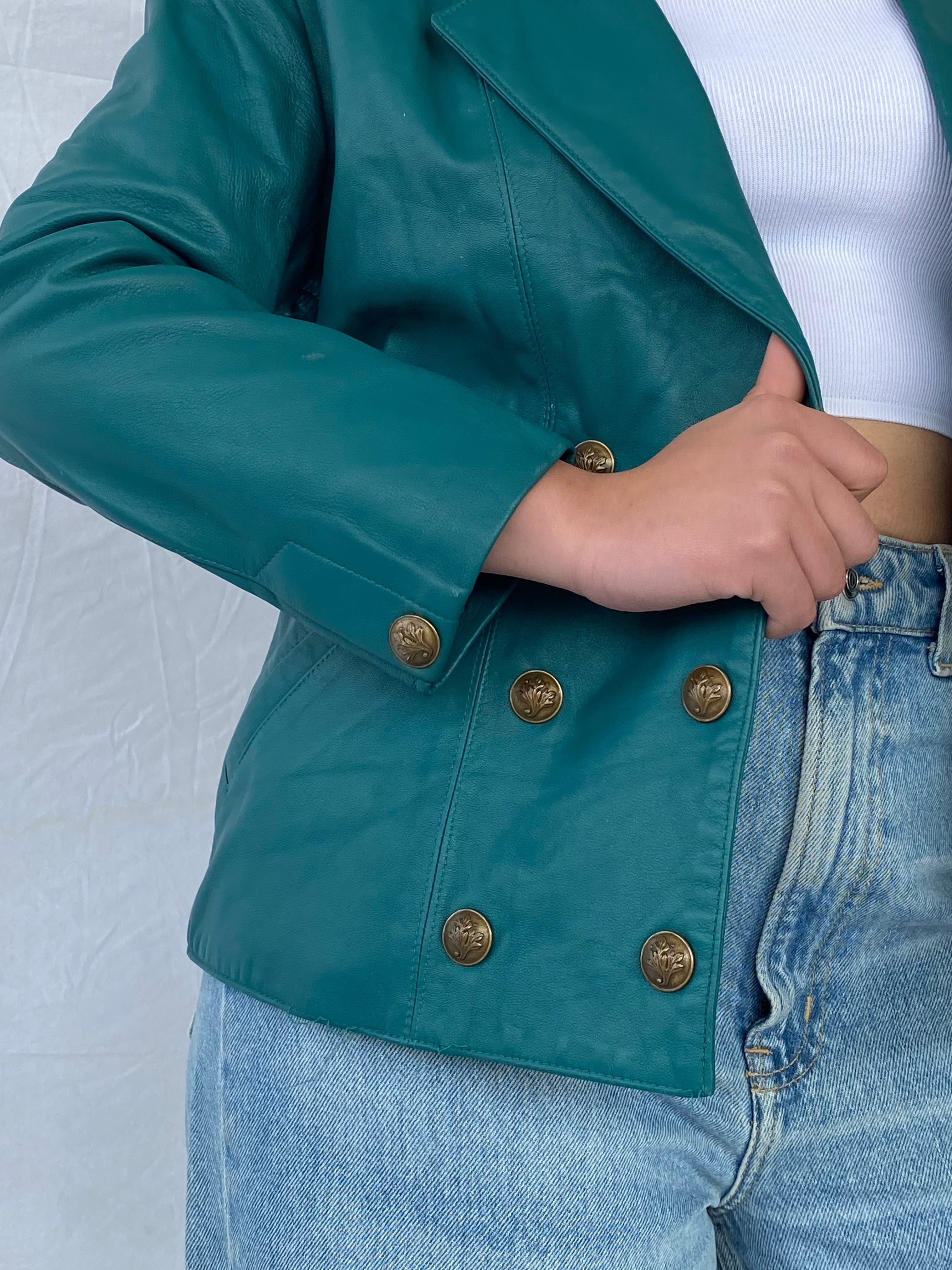 Vintage Gabriel Angeli Creation Paris Genuine Leather Blazer - Balagan Vintage Leather Blazer blazer, Coats&Jackets, Deals, full sleeve blazer, genuine leather, leather blazer, Women's Blazers, Women's Leather Jackets