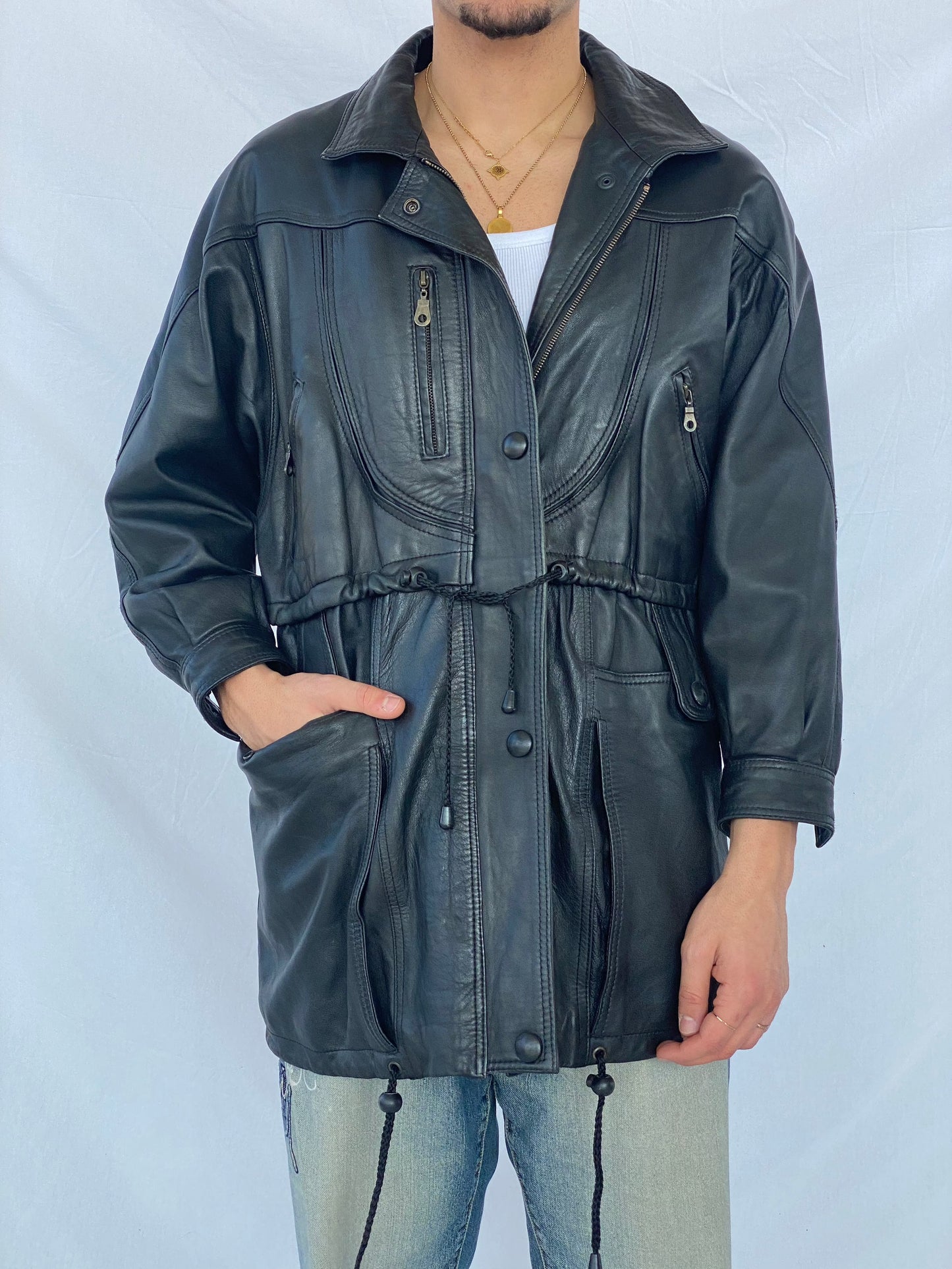 Vintage Genuine Leather Coat - Balagan Vintage Leather Coat black leather, coat, genuine leather, genuine leather coat, leather coat