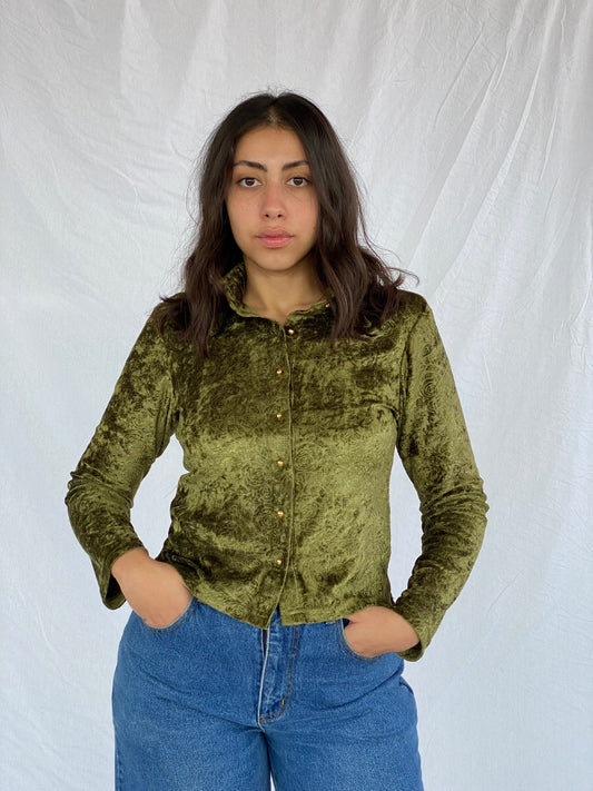 Vintage GREEN& COUNTRY Velvet Shirt - Balagan Vintage Velvet Shirt 90s, formal, full sleeve shirt, outerwear, velvet, vintage