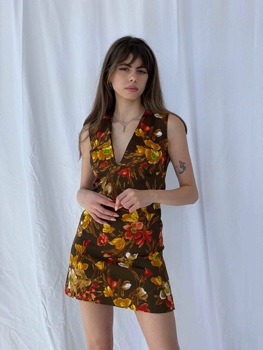 Vintage Handmade Floral Dress - Balagan Vintage Mini Dress 90s, floral, floral dress, Mira