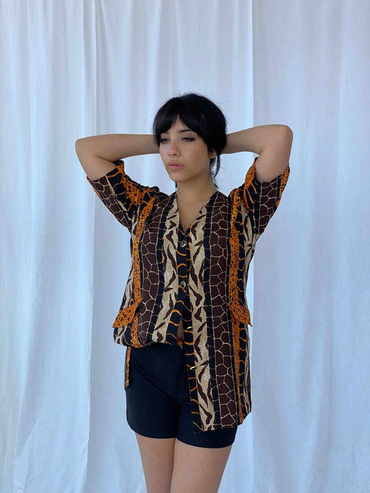 Vintage Jean Gabriel Printed Shirt - Balagan Vintage Half Sleeve Shirt 90s, half sleeve shirt, print, printed shirt