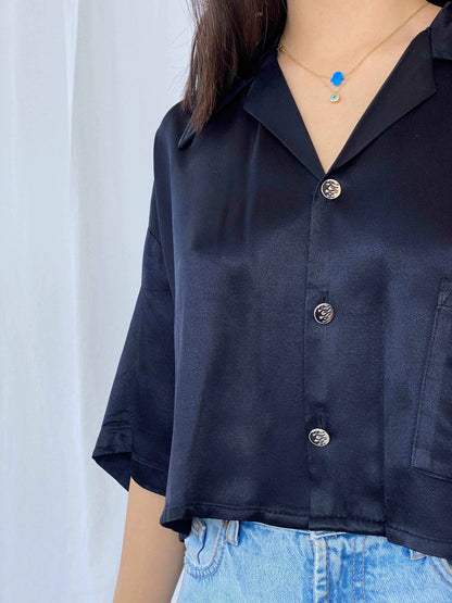 Vintage Johnny Suede Cropped Shirt - Balagan Vintage Cropped Shirt 90s, Batoul, cropped, Cropped shirt, Deals, shirt