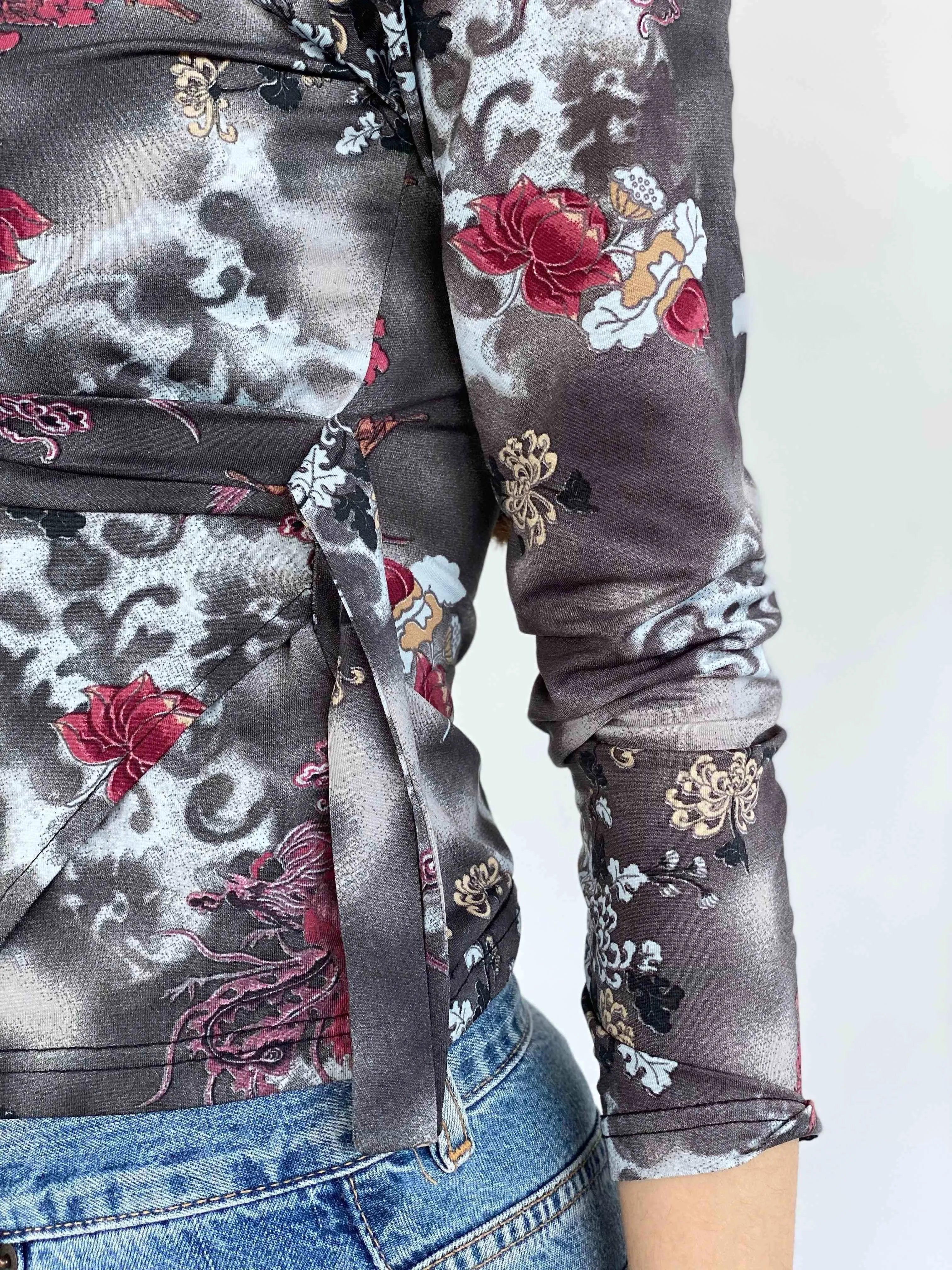 Vintage LA CITY Wrap Top - Balagan Vintage Wrap Top 00s, 90s, Deals, floral print, Top, women, women shirt, women top, wrap, wrap blouse, wrap top, Y2K