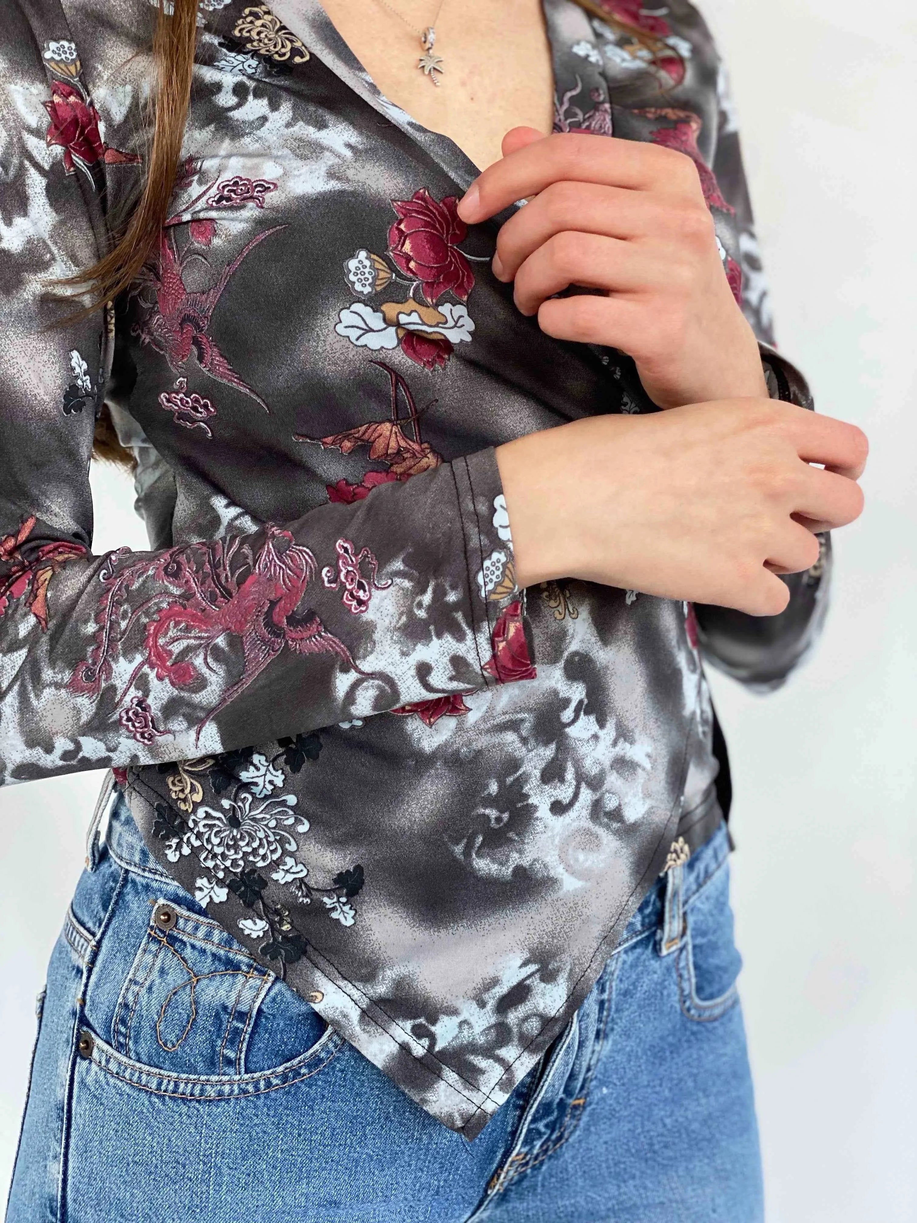 Vintage LA CITY Wrap Top - Balagan Vintage Wrap Top 00s, 90s, Deals, floral print, Top, women, women shirt, women top, wrap, wrap blouse, wrap top, Y2K