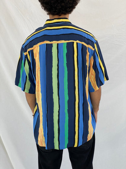 Vintage MAYNE Striped Shirt - Balagan Vintage Half Sleeve Shirt 00s, 90s, cotton shirt, crazy print, Deals, festival wear, half sleeve shirt, men, mens shirt, prints, sheer shirt, shirt, shirts, streetwear, striped shirt, stripes, summer, summer prints, techno, techno wear, unisex, unisex shirts, vintage, women, women shirt, women top, Y2K