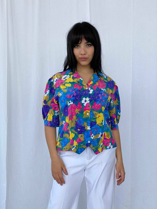 Vintage Moulin Shirt - Balagan Vintage Half Sleeve Shirt 90s, Deals, floral shirt, half sleeve shirt