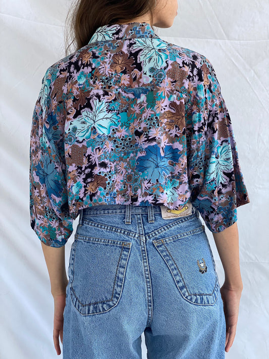 Vintage NATAN U.S.A Cropped Shirt - Balagan Vintage Cropped Shirt crazy print, cropped shirt, Deals, festival wear, printed shirt, reworked shirt, shirt, shirts, streetwear, summer, summer prints, techno, techno wear, Top, vintage, vintage cropped shirt, vintage prints, women, women shirt
