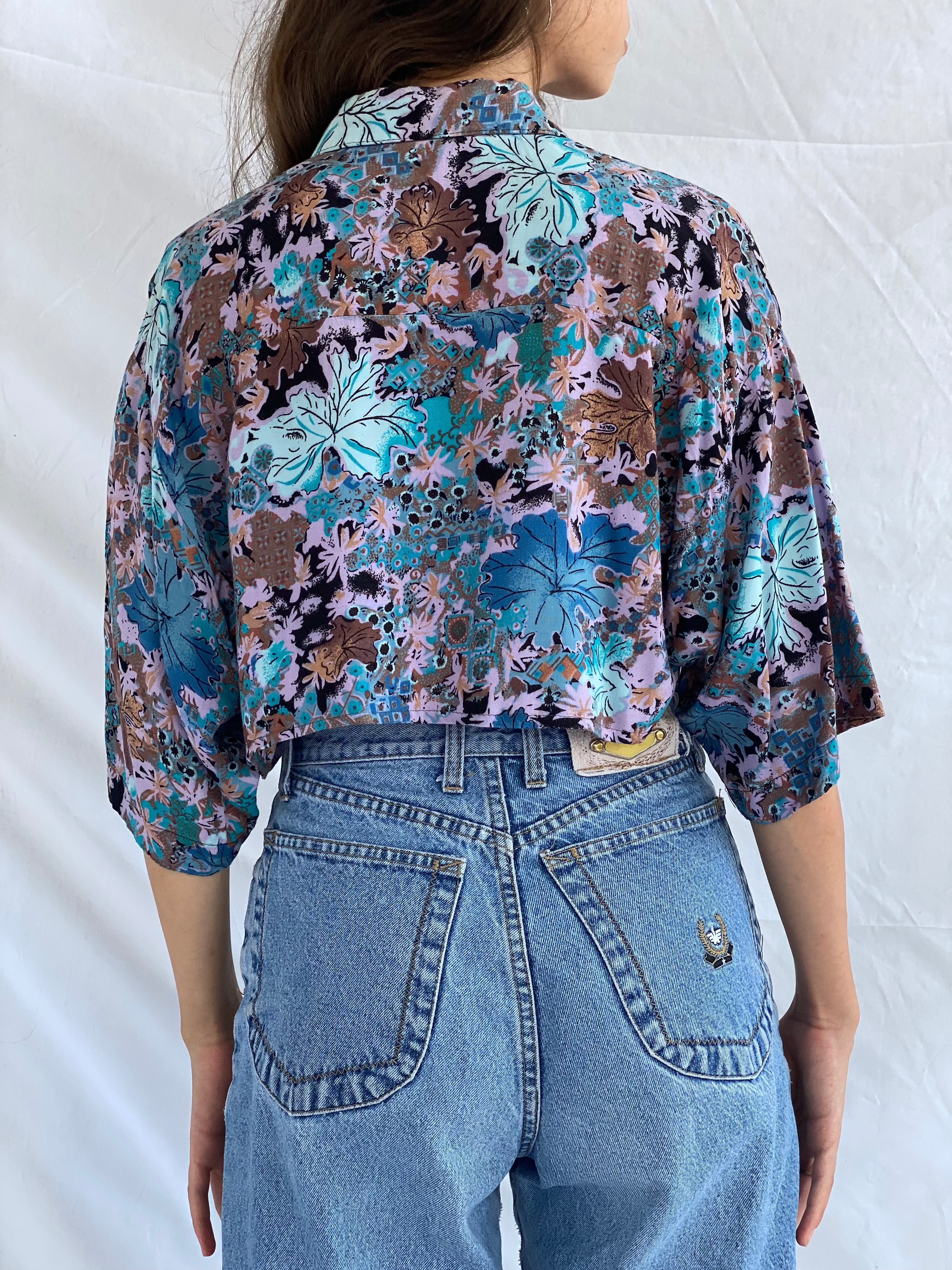 Vintage NATAN U.S.A Cropped Shirt - Balagan Vintage Cropped Shirt crazy print, cropped shirt, Deals, festival wear, printed shirt, reworked shirt, shirt, shirts, streetwear, summer, summer prints, techno, techno wear, Top, vintage, vintage cropped shirt, vintage prints, women, women shirt