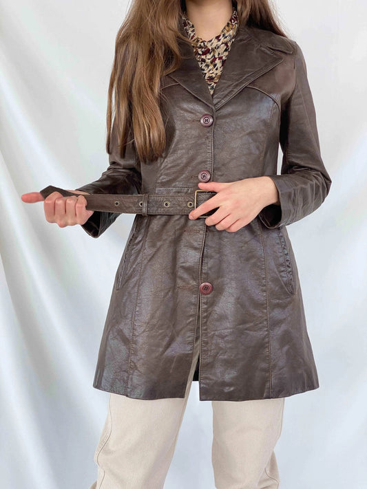 Vintage Oakwood Genuine Leather Jacket - Balagan Vintage Leather Jacket brown leather, coat, genuine leather, jacket, leather, leather coat, leather jacket, winter