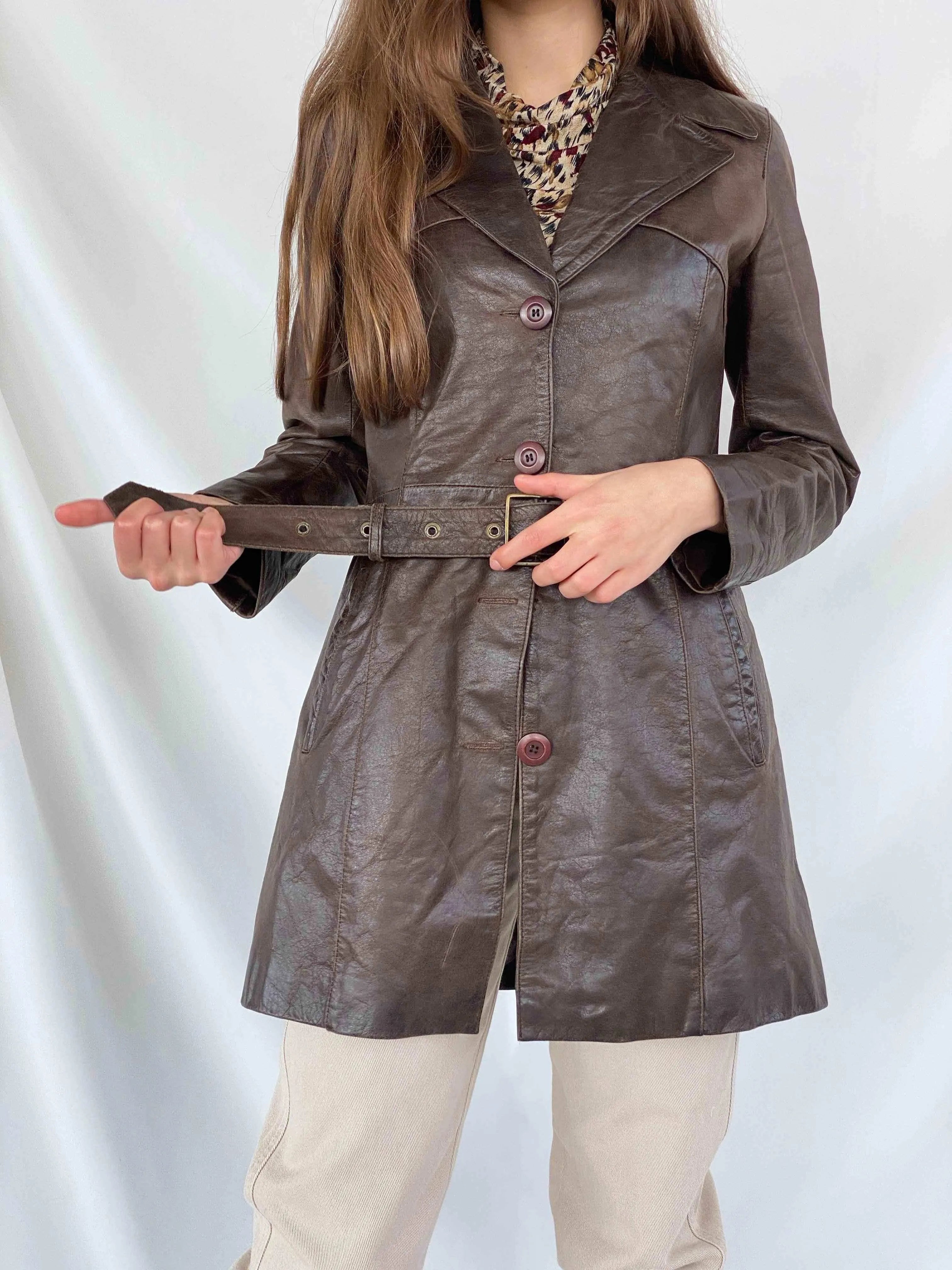 Vintage Oakwood Genuine Leather Jacket - Balagan Vintage Leather Jacket brown leather, coat, genuine leather, jacket, leather, leather coat, leather jacket, winter