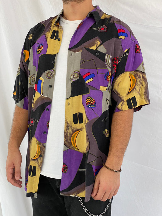 Vintage OSCAR Printed Shirt - Balagan Vintage Half Sleeve Shirt 00s, 90s, crazy print, festival wear, half sleeve shirt, men, mens shirt, oversized, oversized shirt, printed shirt, prints, retro, shirt, shirts, streetwear, summer, summer prints, techno, techno wear, unisex, unisex shirts, vintage, women