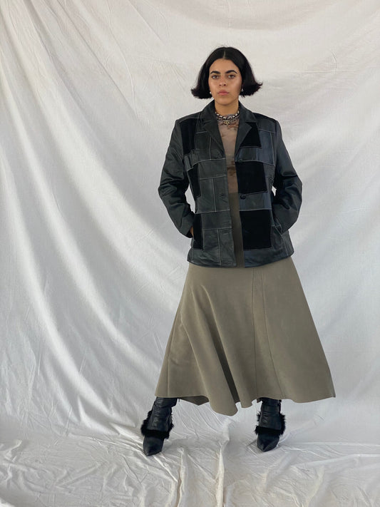Vintage Patchwork Genuine Leather Jacket - Balagan Vintage Leather Jacket 00s, 90s, black leather, genuine leather, genuine leather jacket, leather, leather jacket, outerwear, vintage, vintage jacket, winter, women