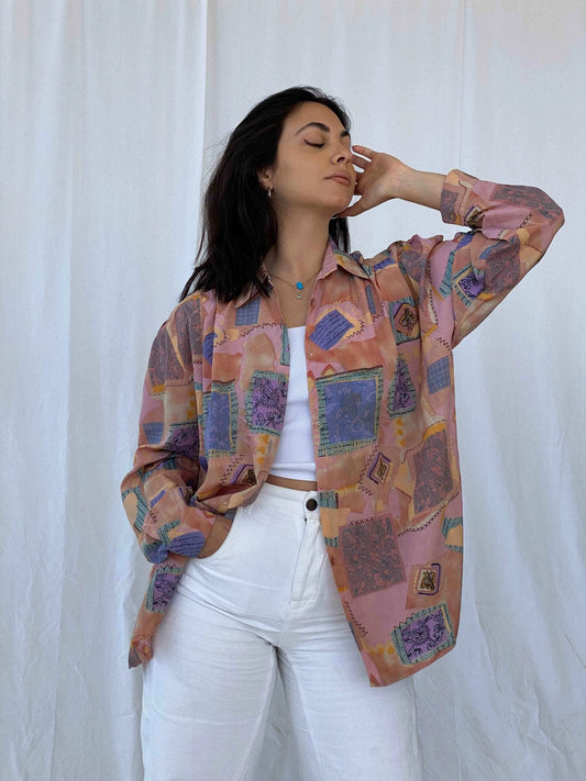 Vintage Printed Shirt - Balagan Vintage Full Sleeve Shirt Batoul, crazy print, full sleeve shirt