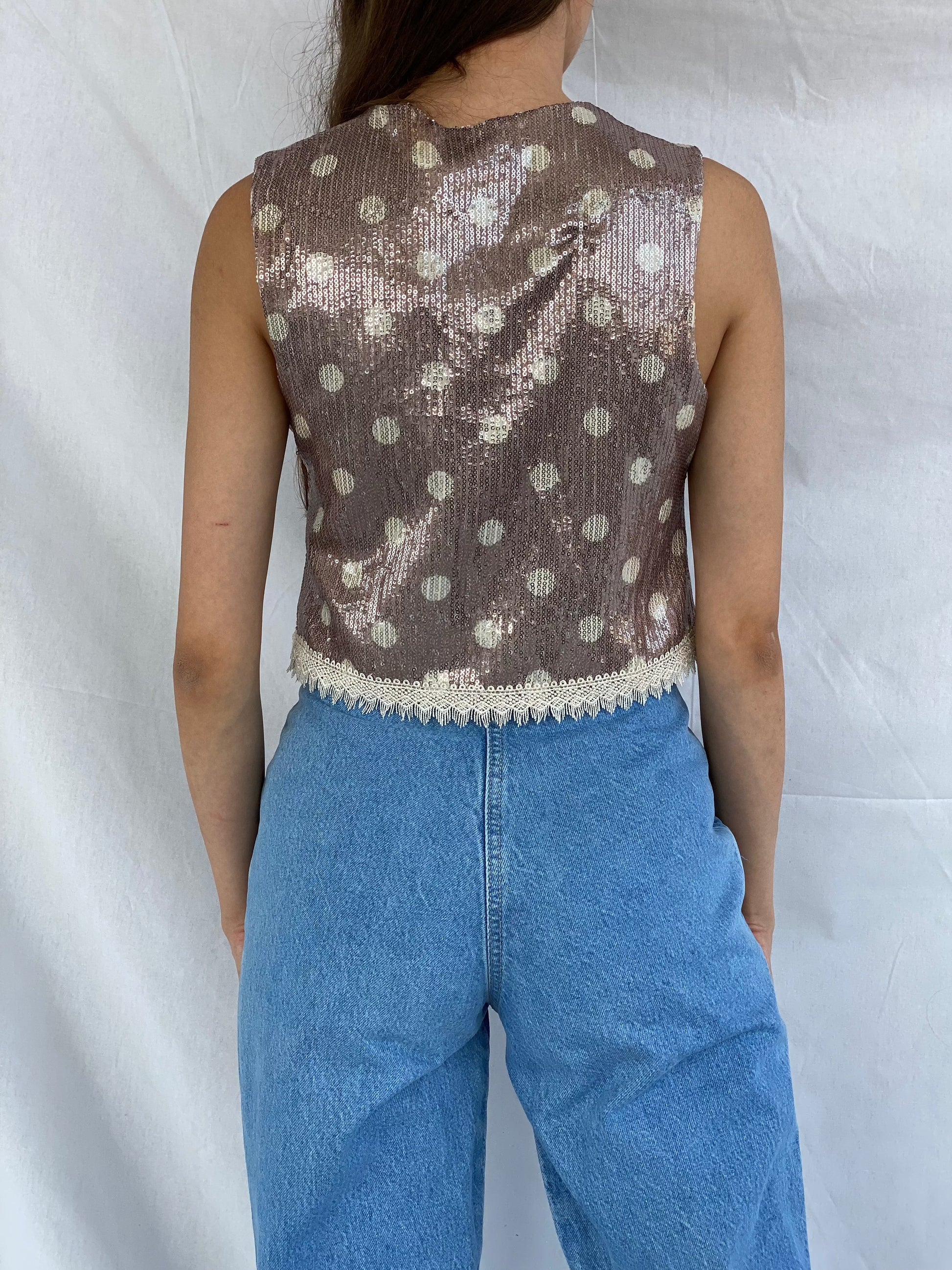 Vintage Sequin Cropped Vest - Balagan Vintage Vest 00s, 90s, Deals, outerwear, vintage, women