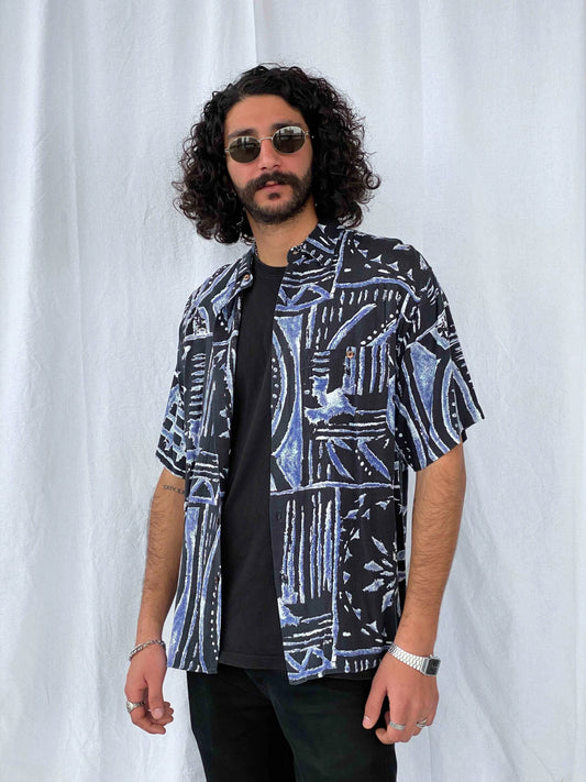 Vintage Shah-Safari Printed Shirt - Balagan Vintage Half Sleeve Shirt 90s, half sleeve shirt, men, printed shirt
