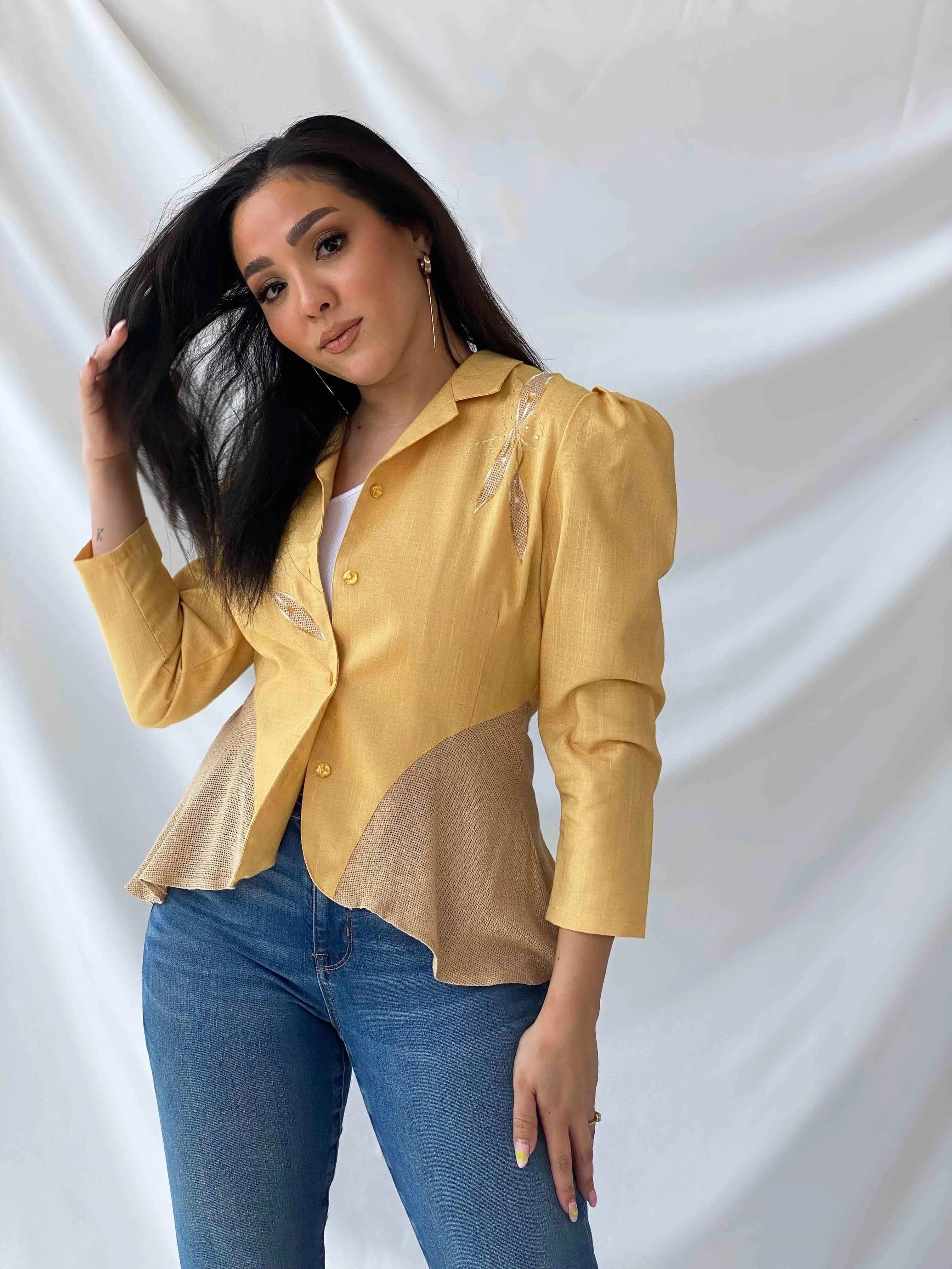Vintage TOP FIT Best Quality Blazer - Balagan Vintage Blazer 00s, 90s, blazer, Deals, full sleeve blazer, outerwear, vintage, vintage blazer, women, yellow