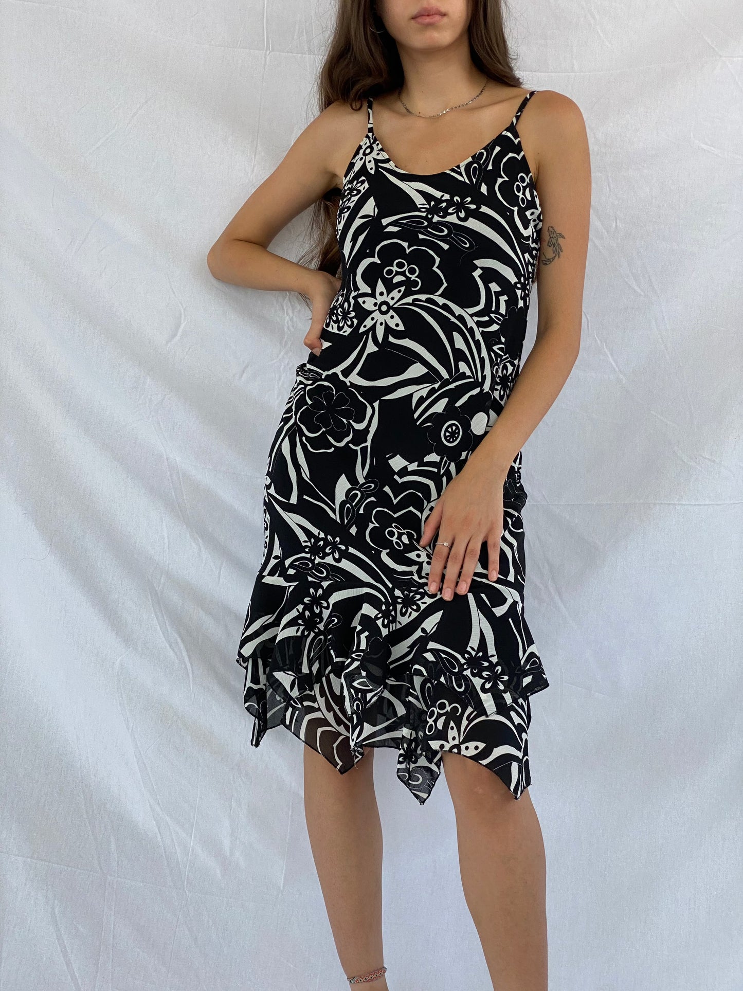 Vintage TORERO Midi Floral Dress - Balagan Vintage Midi Dress 00s, 00s dress, 90s, 90s dress, black dress, Deals, dress, floral dress, floral print, flower pattern, midi dress, Rahmeh, spaghetti strap dress, summer, summer prints, vintage, vintage dress, women