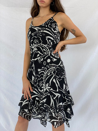 Vintage TORERO Midi Floral Dress - Balagan Vintage Midi Dress 00s, 00s dress, 90s, 90s dress, black dress, Deals, dress, floral dress, floral print, flower pattern, midi dress, Rahmeh, spaghetti strap dress, summer, summer prints, vintage, vintage dress, women