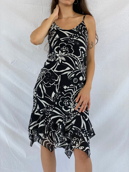 Vintage TORERO Midi Floral Dress - Balagan Vintage Midi Dress 00s, 00s dress, 90s, 90s dress, black dress, Deals, dress, floral dress, floral print, flower pattern, midi dress, Rahmeh, spaghetti strap dress, summer, summer prints, vintage, vintage dress, women