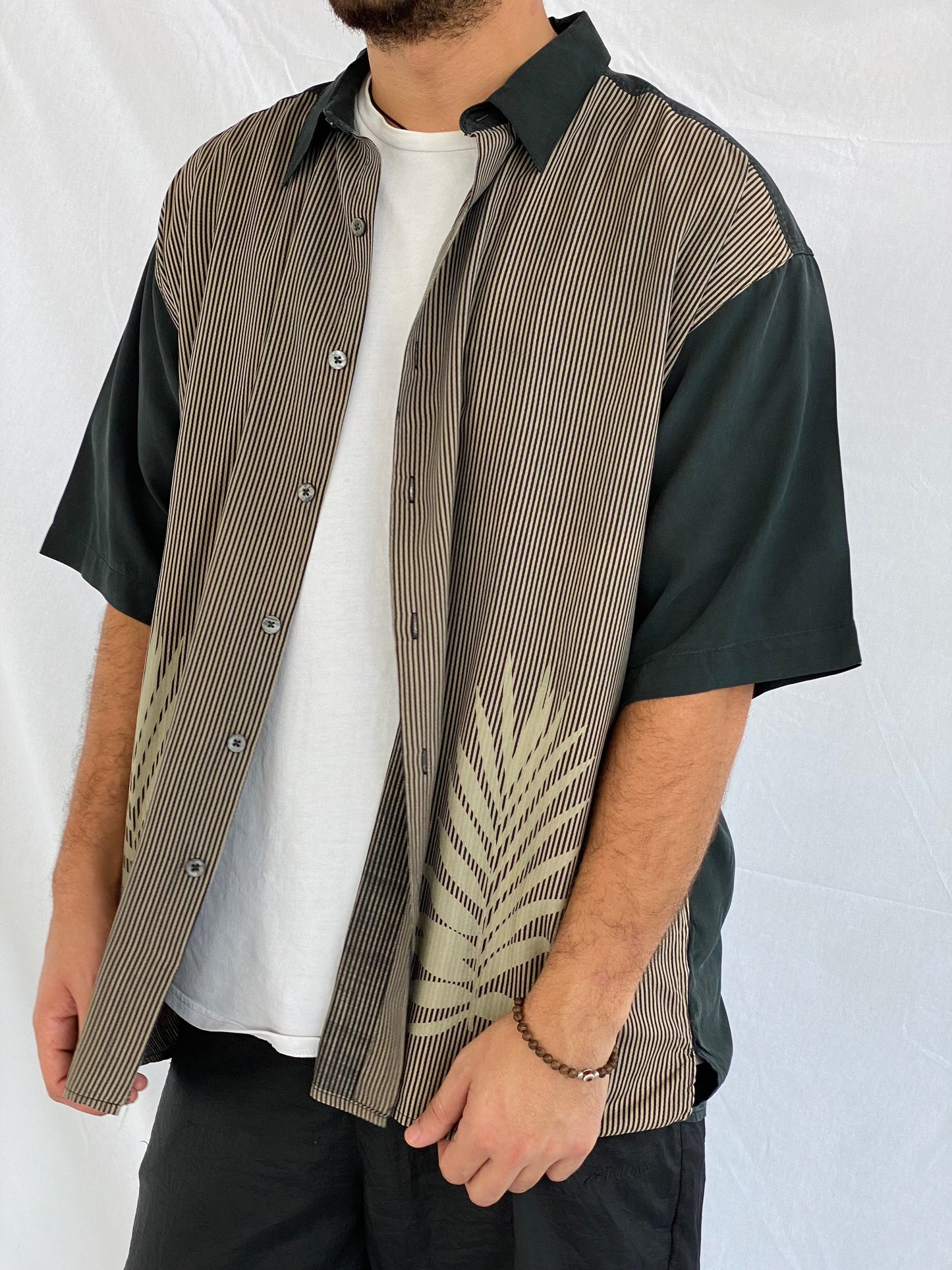 Vintage VAN HEUSEN Silk Shirt - Balagan Vintage Half Sleeve Shirt 00s, 90s, crazy print, festival wear, half sleeve shirt, men, mens shirt, oversized, oversized shirt, printed shirt, prints, retro, shirt, shirts, silk, silk shirt, streetwear, summer, summer prints, techno, techno wear, unisex, unisex shirts, vintage, women