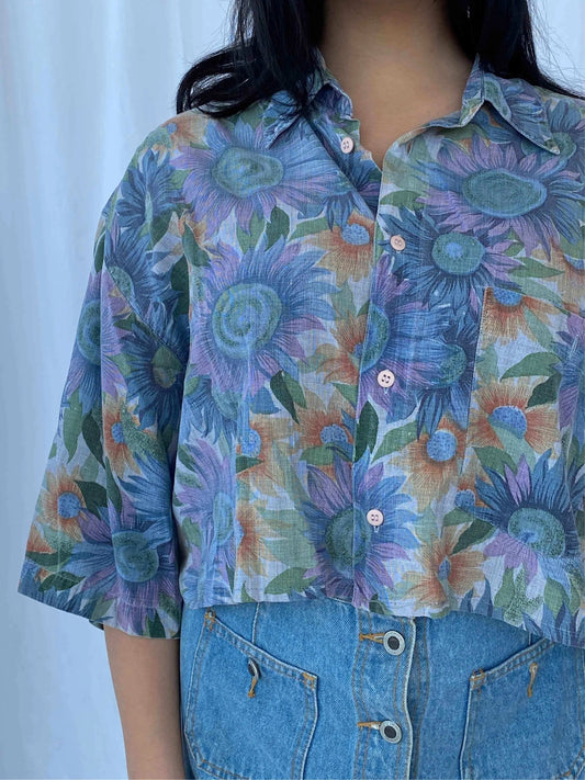 Vintage Woodhouse Cropped Shirt - Balagan Vintage Cropped Shirt 90s, cotton, Cropped shirt, Deals, printed shirt