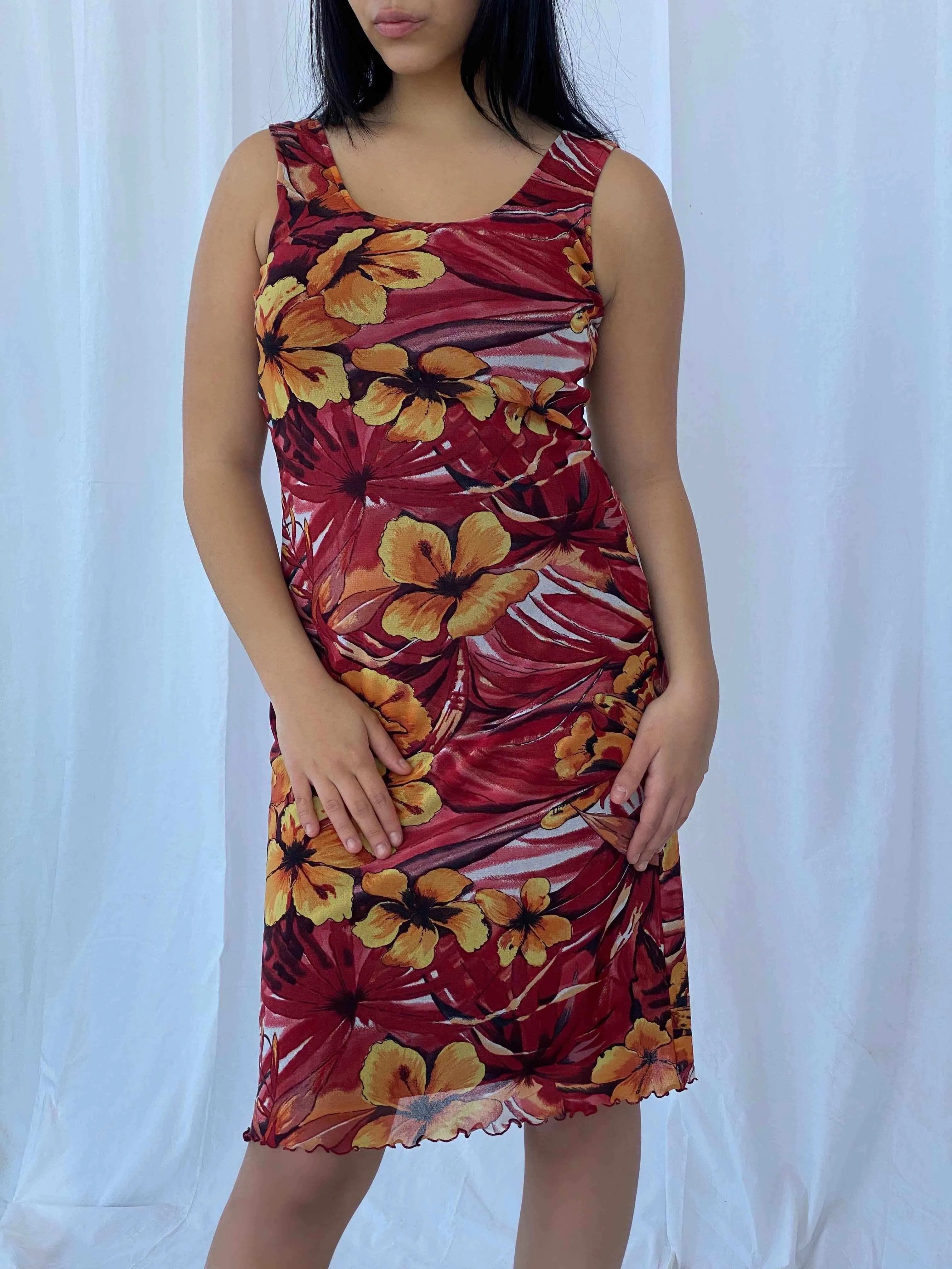 Vintage Y2K Street One Dress - Balagan Vintage Midi Dress 00s, floral dress, midi dress