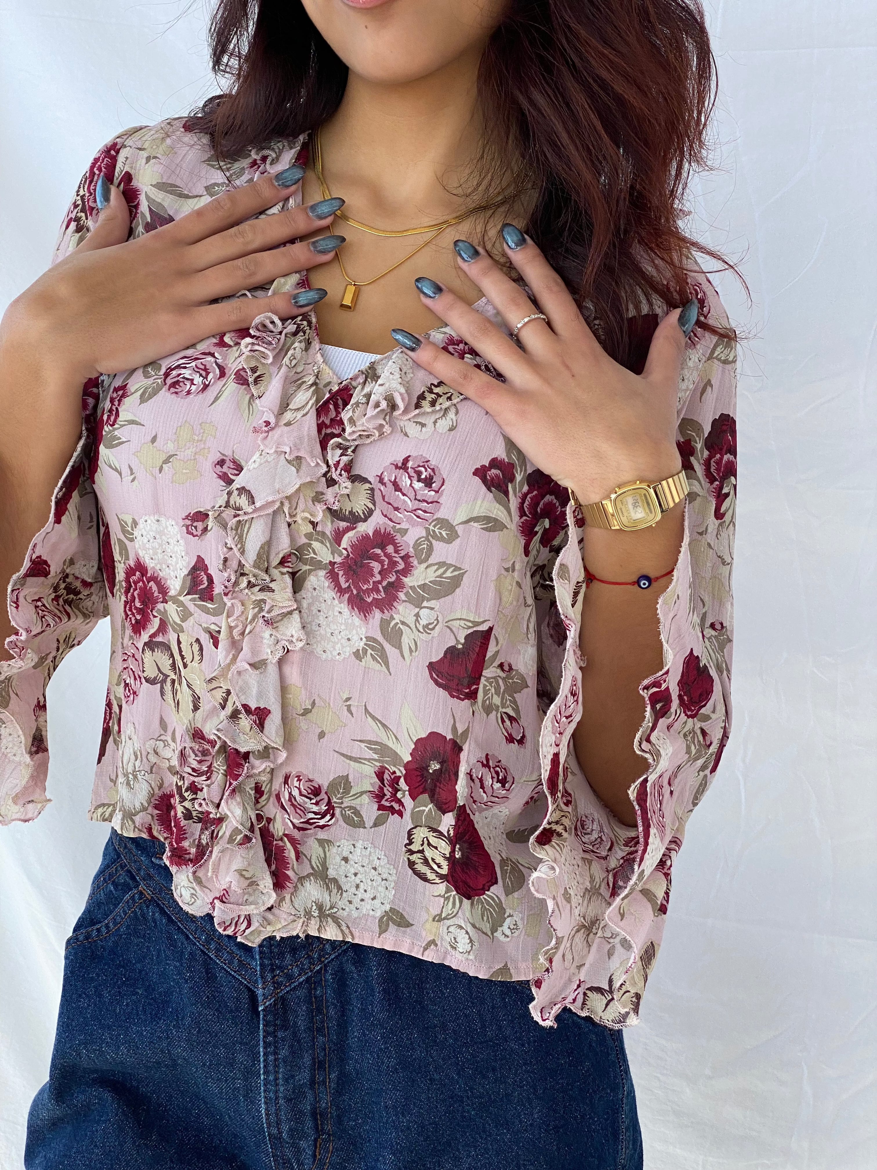 XX BY MEXX Floral Sheer Shirt - Balagan Vintage Sheer Shirt Deals, floral, floral mesh, sheer, sheer shirt