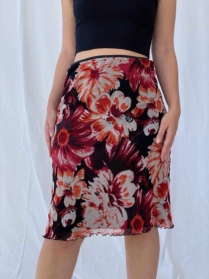 Y2K Street One Floral Skirt - Balagan Vintage Midi Skirt 00s, Batoul, Deals, floral, floral skirt, midi skirt, Y2K