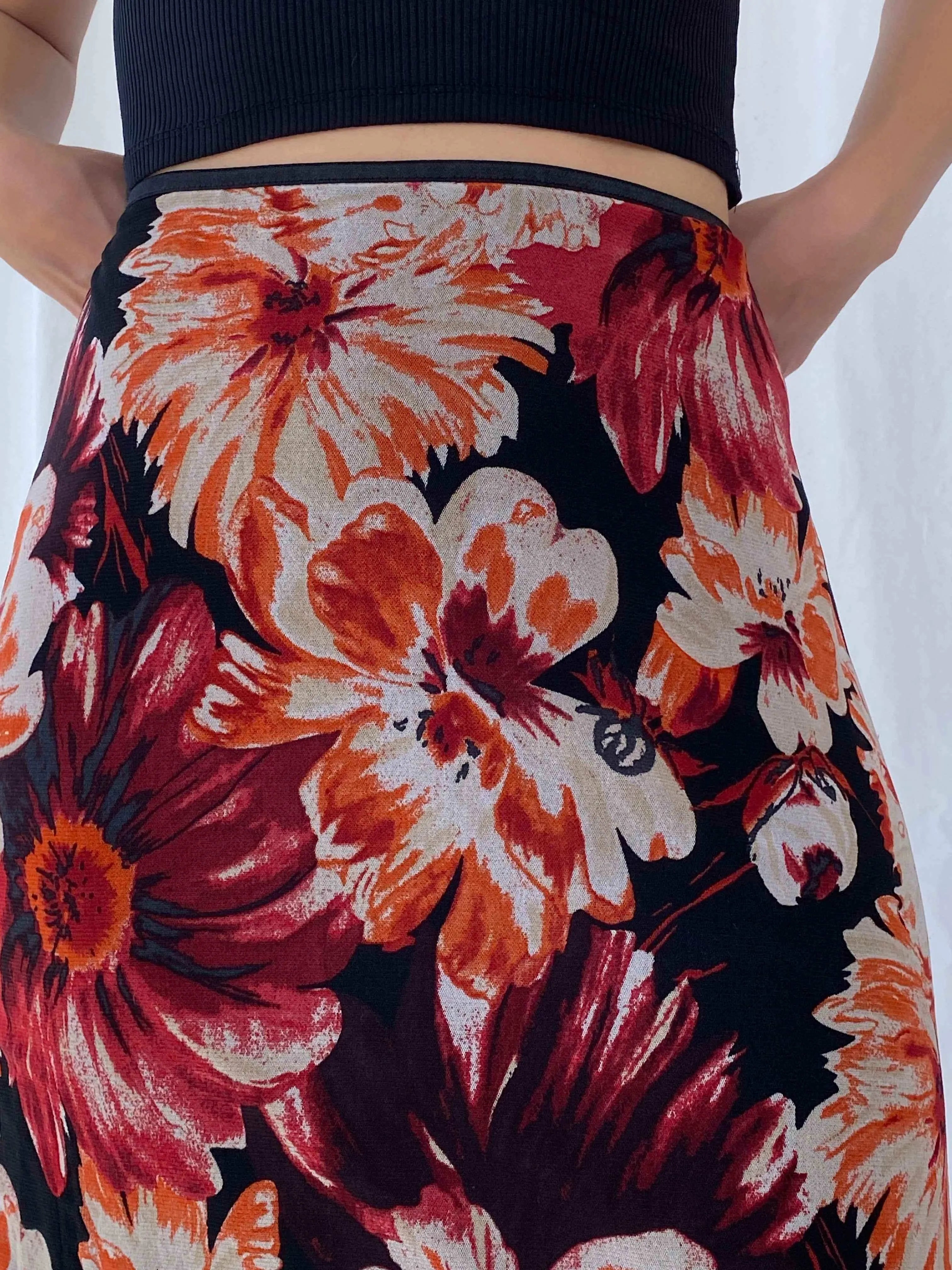 Y2K Street One Floral Skirt - Balagan Vintage Midi Skirt 00s, Batoul, floral, floral skirt, midi skirt, Y2K