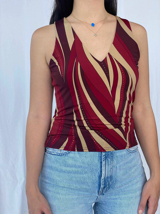 Y2K Time Top - Balagan Vintage Sleeveless Top 00s, Batoul, print