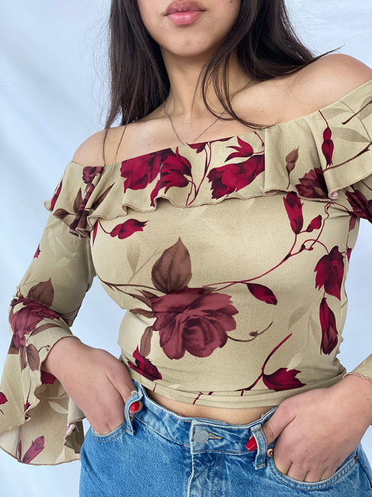 Y2K West.One Off Shoulder Top - Balagan Vintage Full Sleeve Top 00s, 90s, full sleeve top, outerwear, vintage